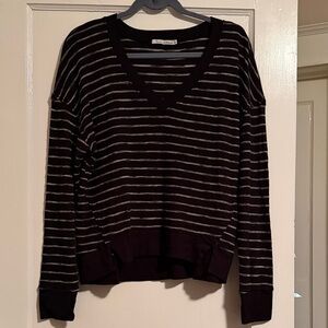 Michael Stars Black and Gray Striped Top